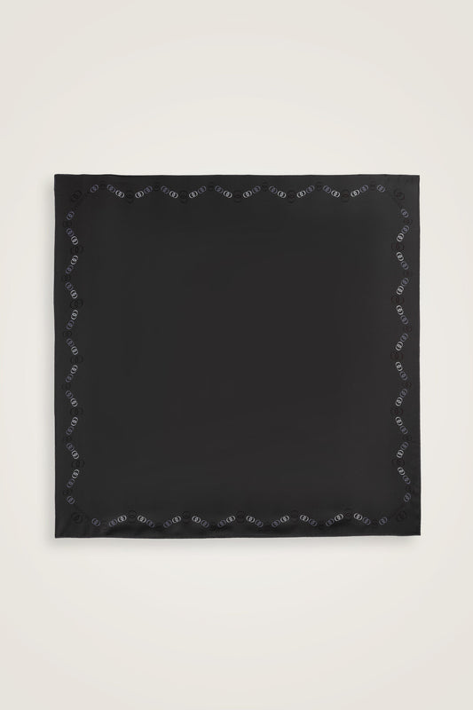 Bordür Noor Siyah-Gri Çift Taraflı Twill İpek Eşarp 94x94