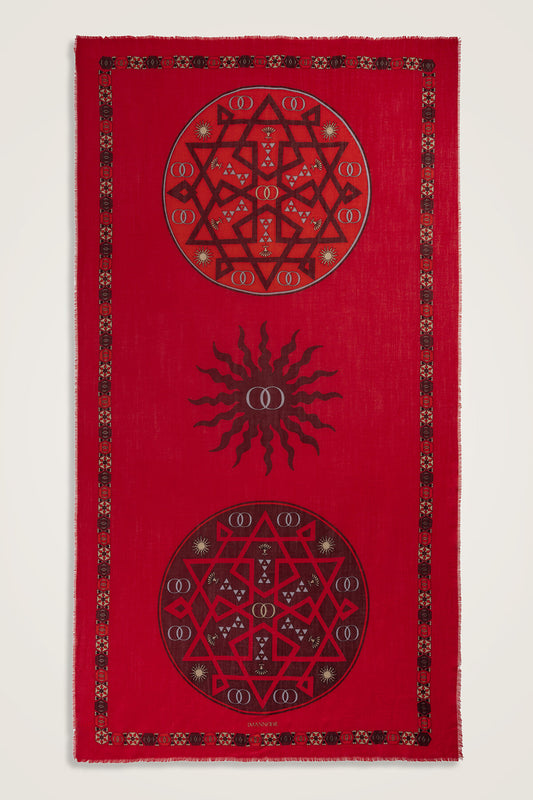 Buhara Bordo Kaşmir İpek Şal 100x200