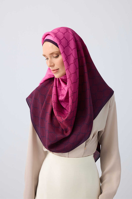 Kafes Degrade Pembe Floş Viskon Şal 70x210