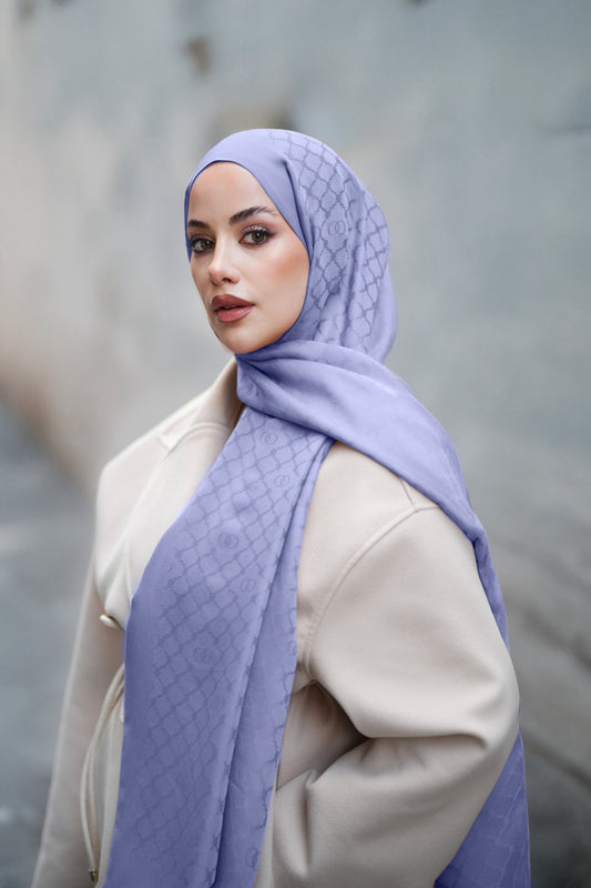 Pencere Kafes Lavanta Ramy Jakar Şal 70x210
