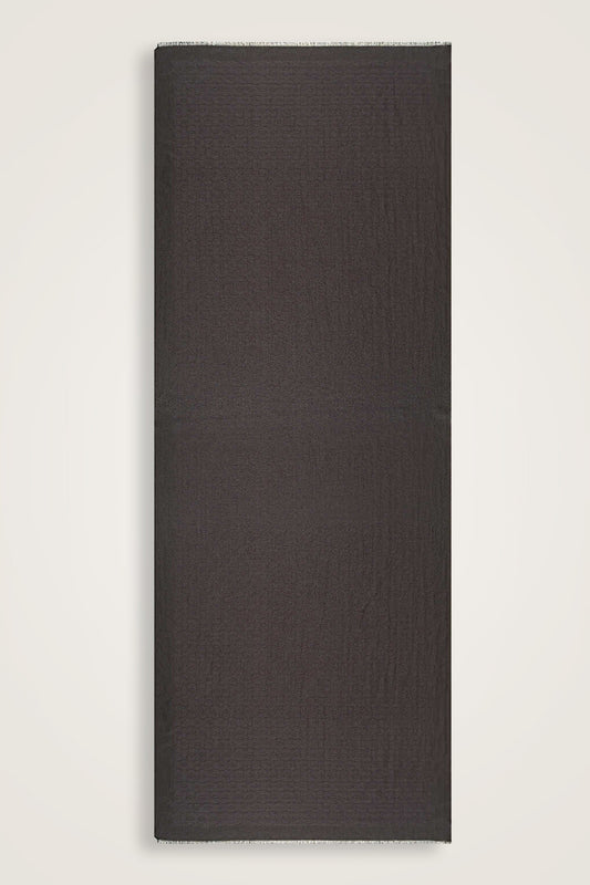 Zincir Monogram Siyah Pamuk İpek Şal 80x210