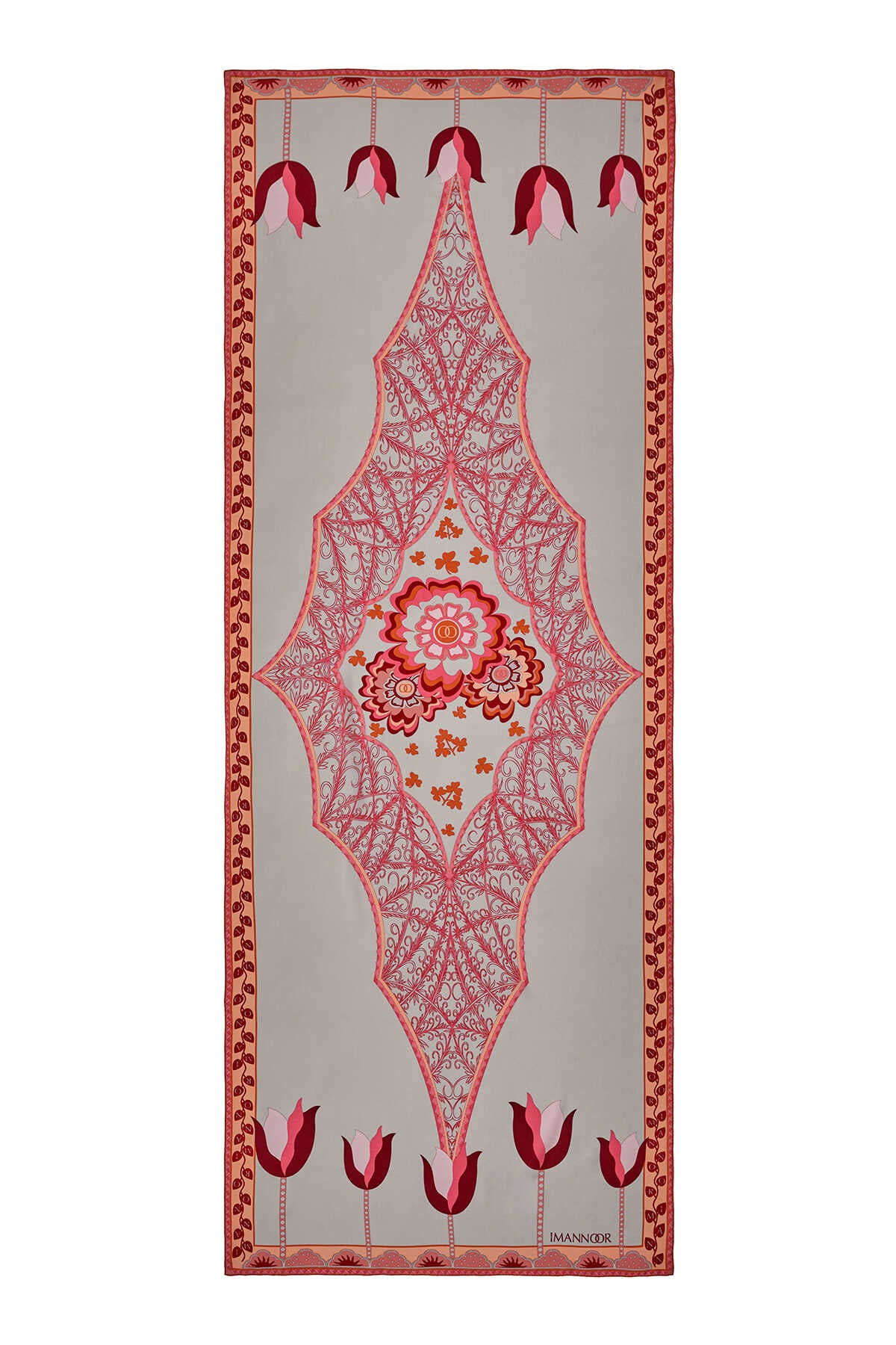 Anahtar Deliği Mercan Krep İpek Şal 80x210