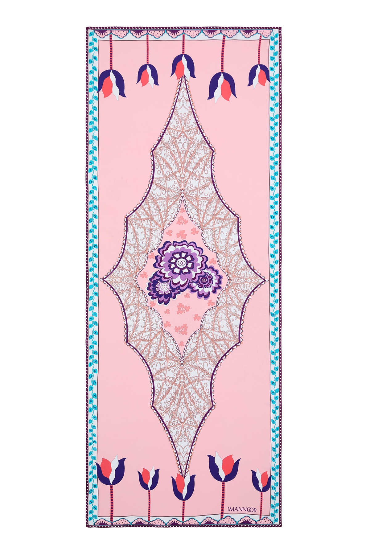 Anahtar Deliği Somon Krep İpek Şal 80x210