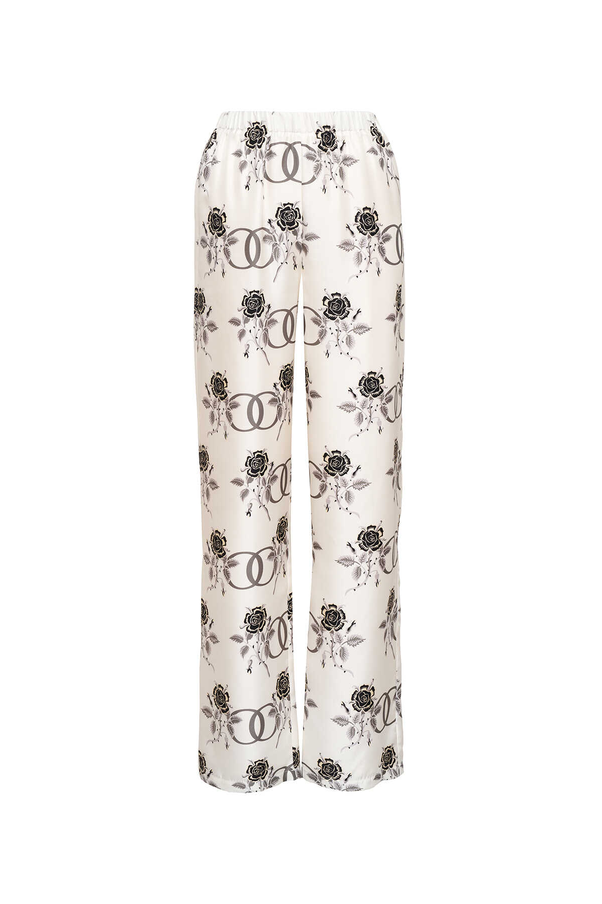 Aşk Beyaz İpek Pijama Pantolon