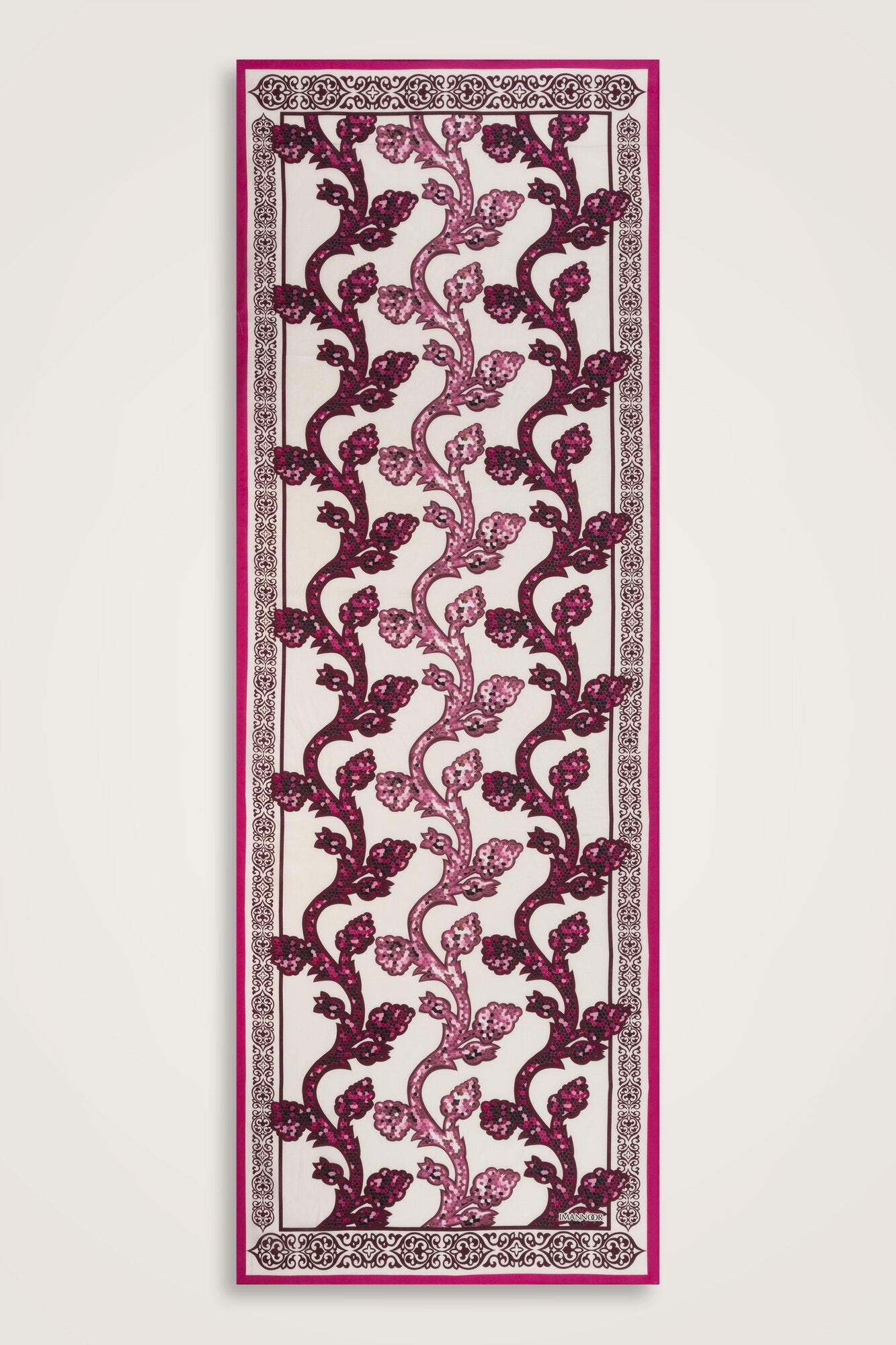 Aşk Sarmaşığı Pembe Pamuk İpek Şal 72x212