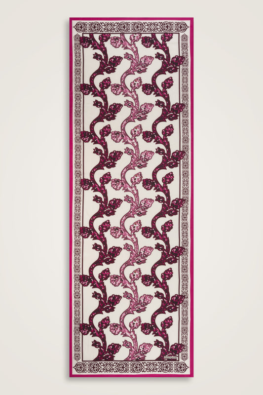 Aşk Sarmaşığı Pembe Pamuk İpek Şal 72x212