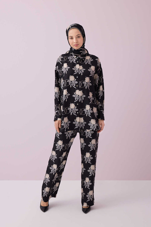 Aşk Siyah İpek Pijama Pantolon