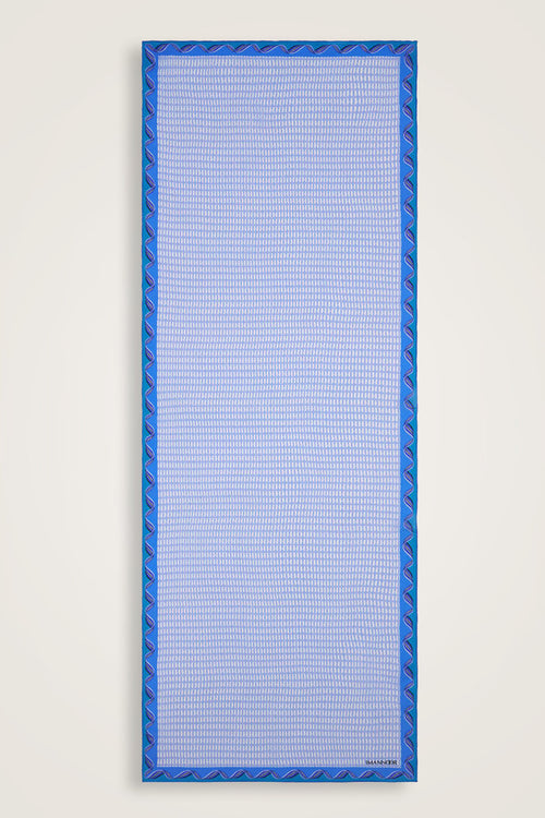 Aşkın Kanatları Mavi Krep İpek Kaftan Şalı 70x210