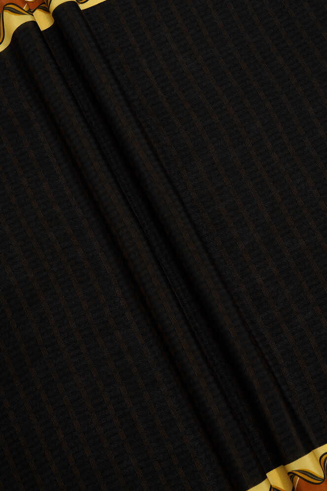 Aşkın Kanatları Sarı/Siyah Krep İpek Kaftan Şalı 70x210