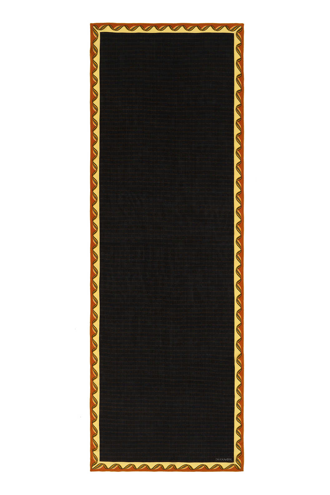 Aşkın Kanatları Sarı/Siyah Krep İpek Kaftan Şalı 70x210