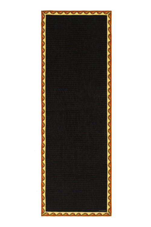 Aşkın Kanatları Sarı/Siyah Krep İpek Kaftan Şalı 70x210