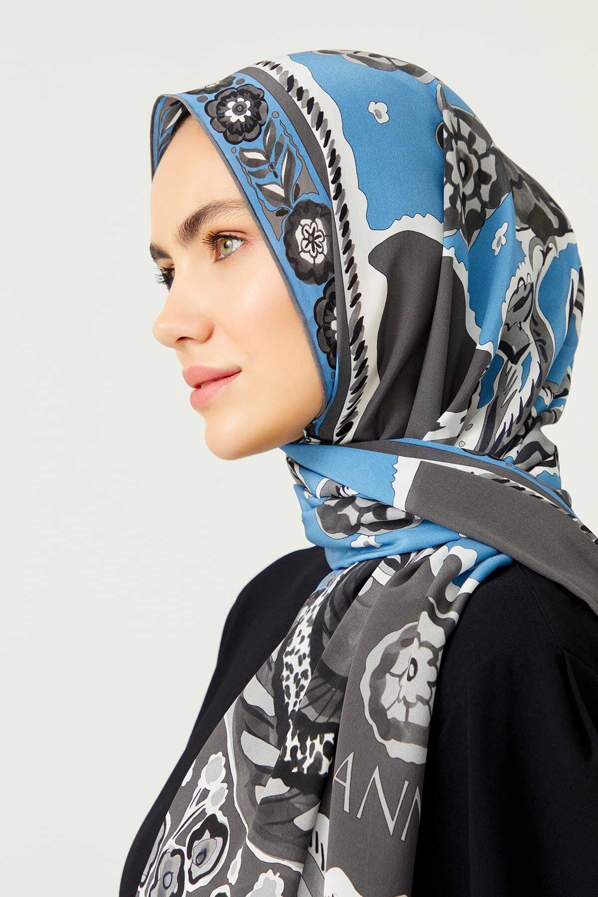 Ay'ın Çiçeği Gri Krep İpek Şal 80x200