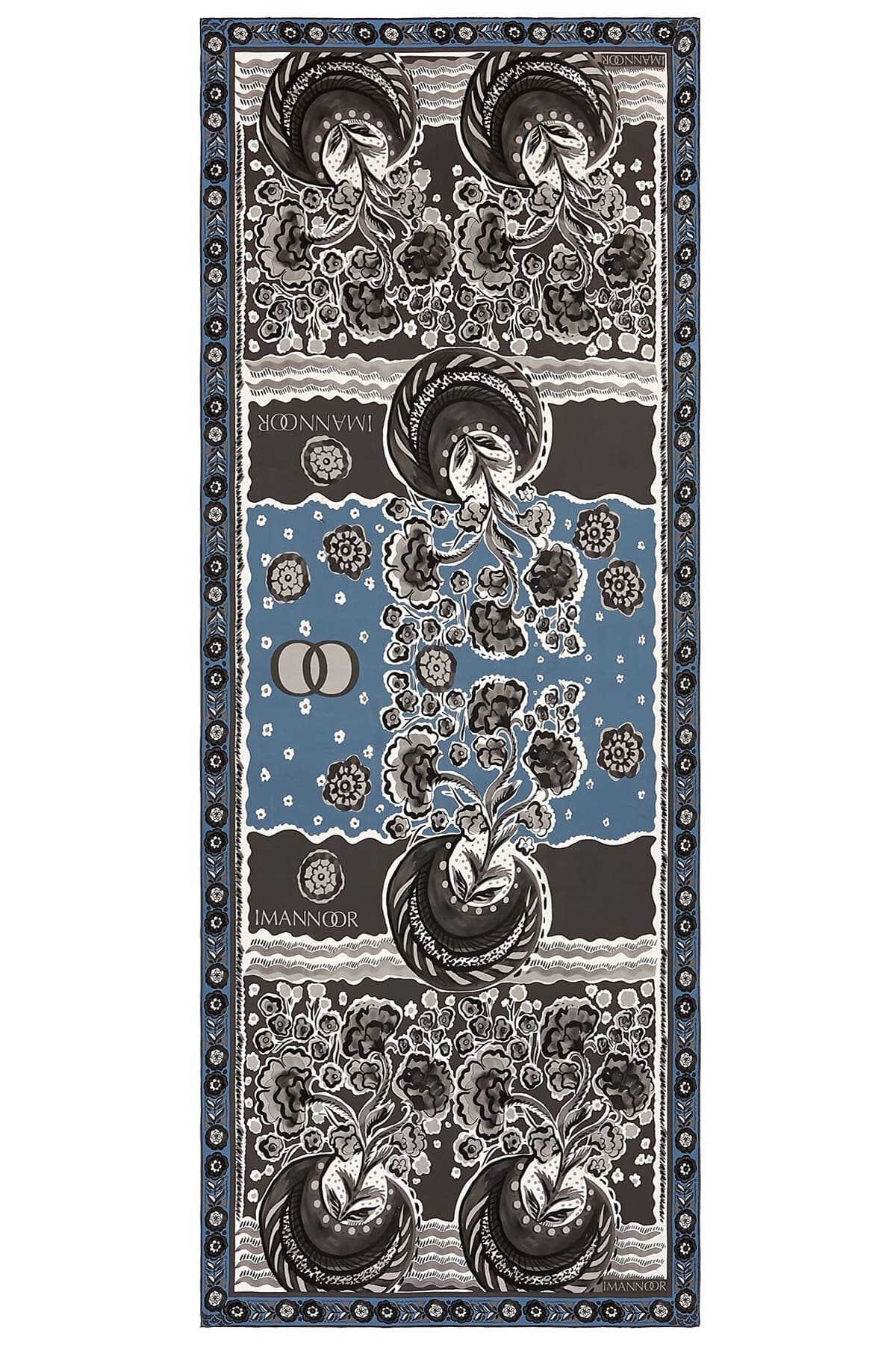 Ay'ın Çiçeği Gri Krep İpek Şal 80x200