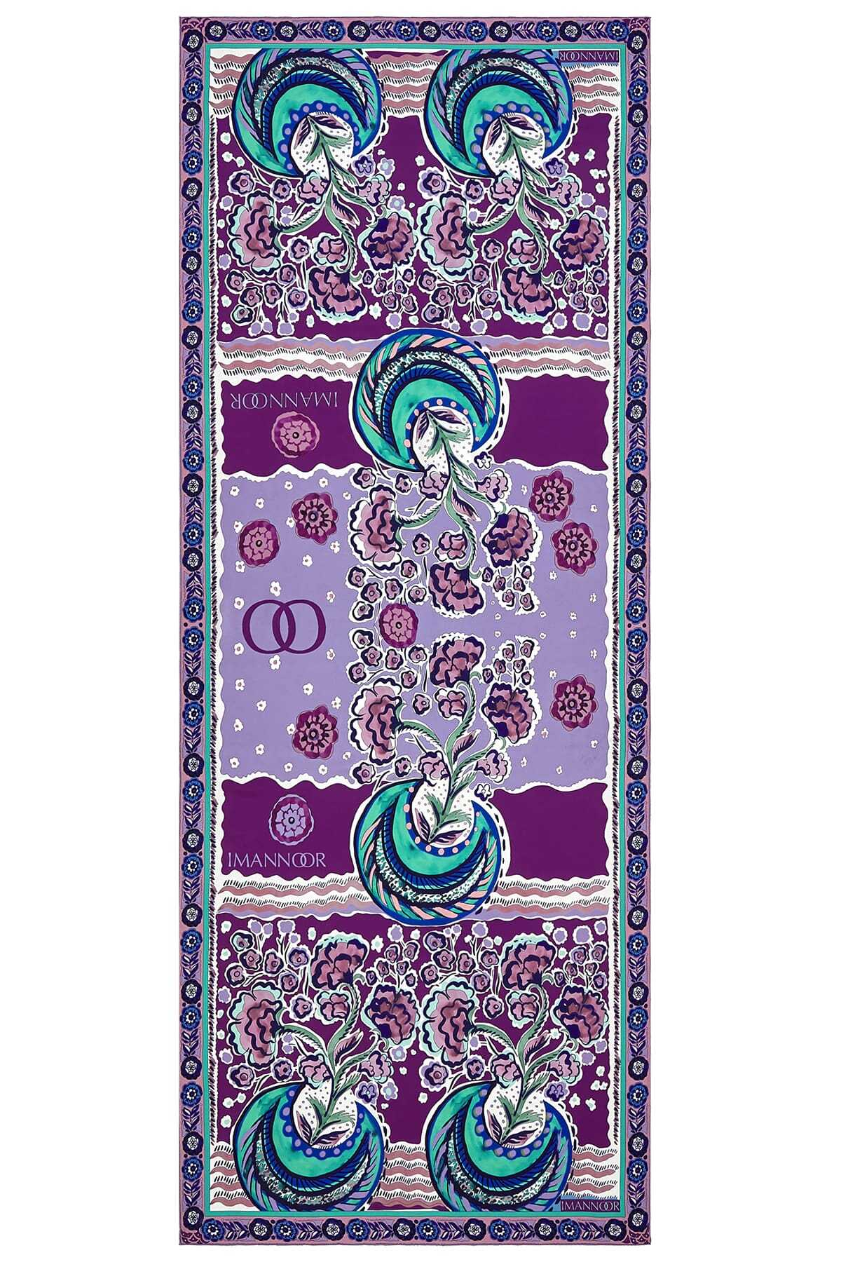 Ay'ın Çiçeği Mor Krep İpek Şal 80x200