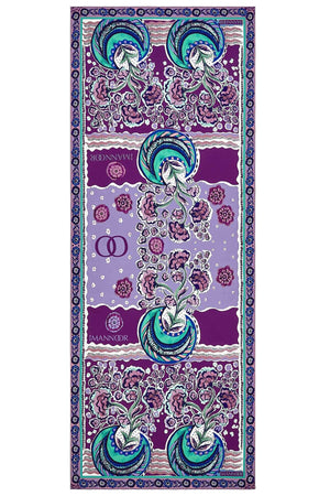 Ay'ın Çiçeği Mor Krep İpek Şal 80x200