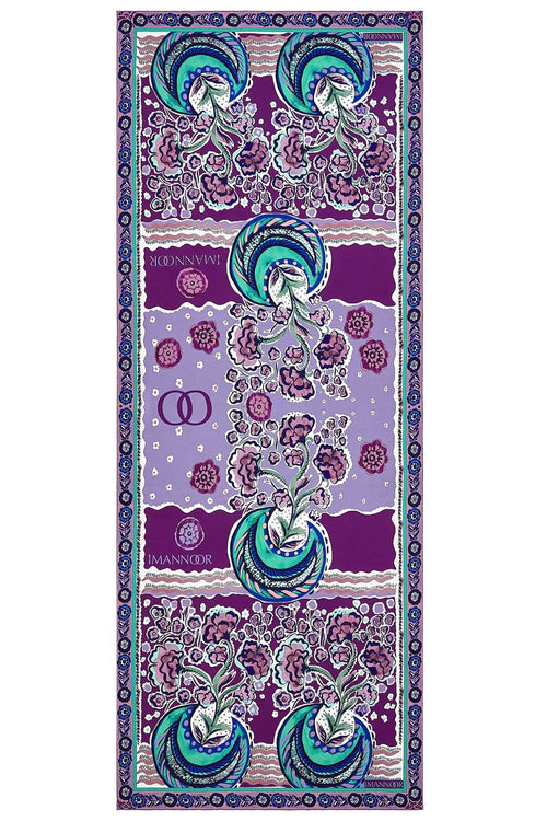 Ay'ın Çiçeği Mor Krep İpek Şal 80x200