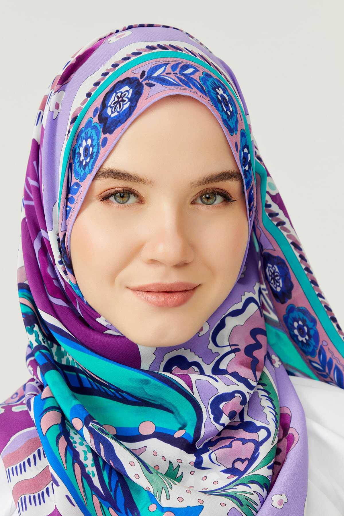Ay'ın Çiçeği Mor Krep İpek Şal 80x200