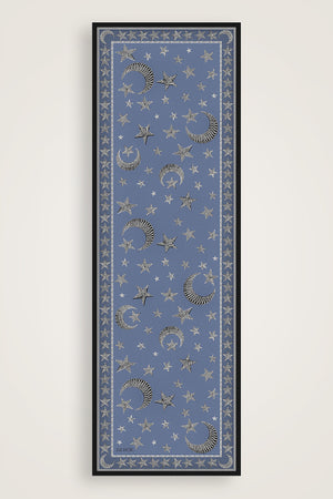 Ayla Yıldız Mavi Pamuk Floş Şal 70x210