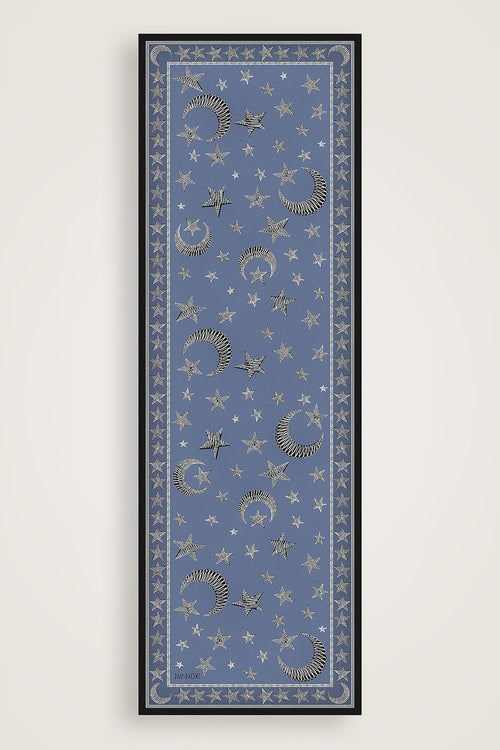 Ayla Yıldız Mavi Pamuk Floş Şal 70x210