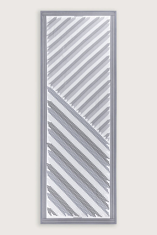 Balık Sırtı Mavi Floş Viskon Şal 70x210