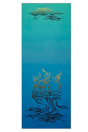 Balık ve Kuş Mavi İpek Şal 80x200
