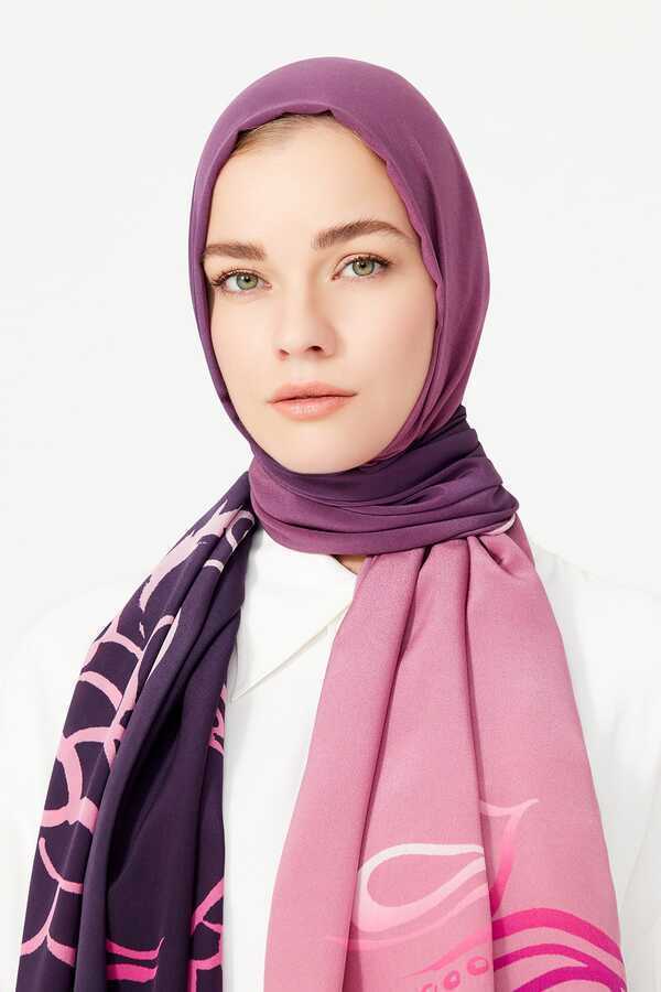 Balık ve Kuş Mürdüm İpek Şal 80x200