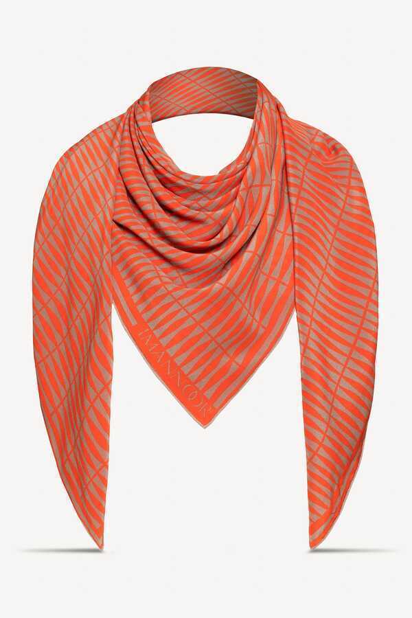 Bambu Turuncu İpek Eşarp 140x140
