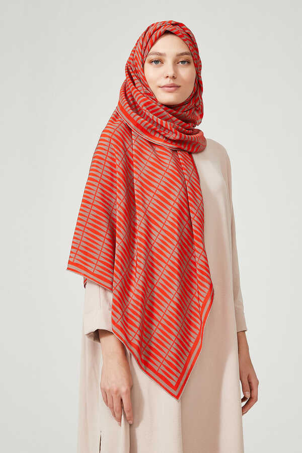 Bambu Turuncu İpek Eşarp 140x140