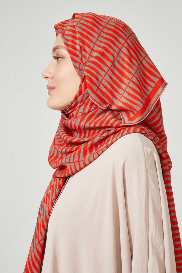 Bambu Turuncu İpek Eşarp 140x140