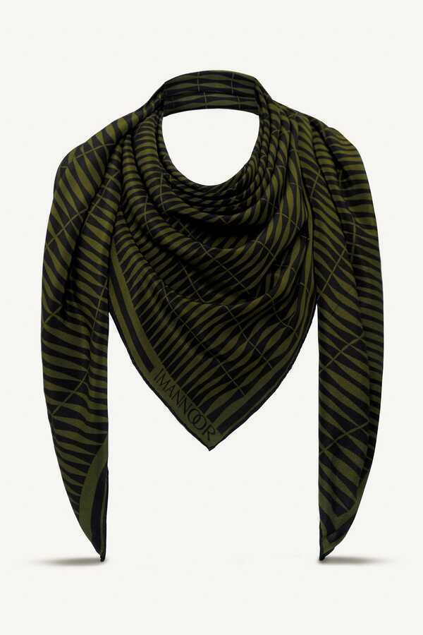 Bambu Yeşil İpek Eşarp 140x140