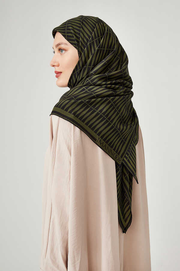 Bambu Yeşil İpek Eşarp 140x140