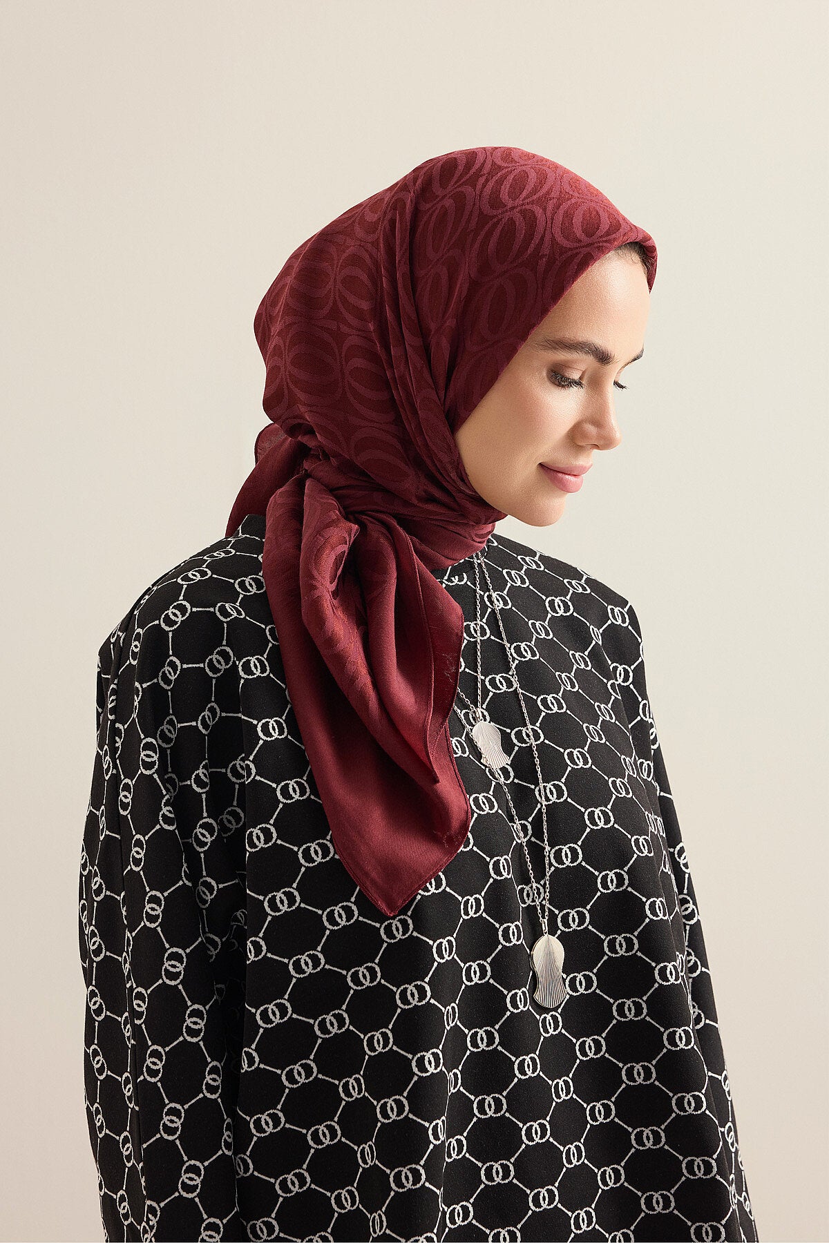 Bambunoor Bordo Naia Eşarp 95x95