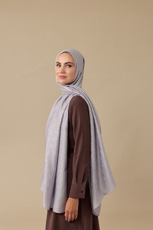 Bambunoor Gri-Lila Naia Pamuk Şal 70x210