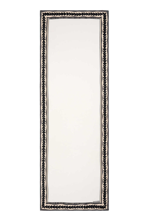 Benekli Lale Beyaz Krep İpek Şal 70x200