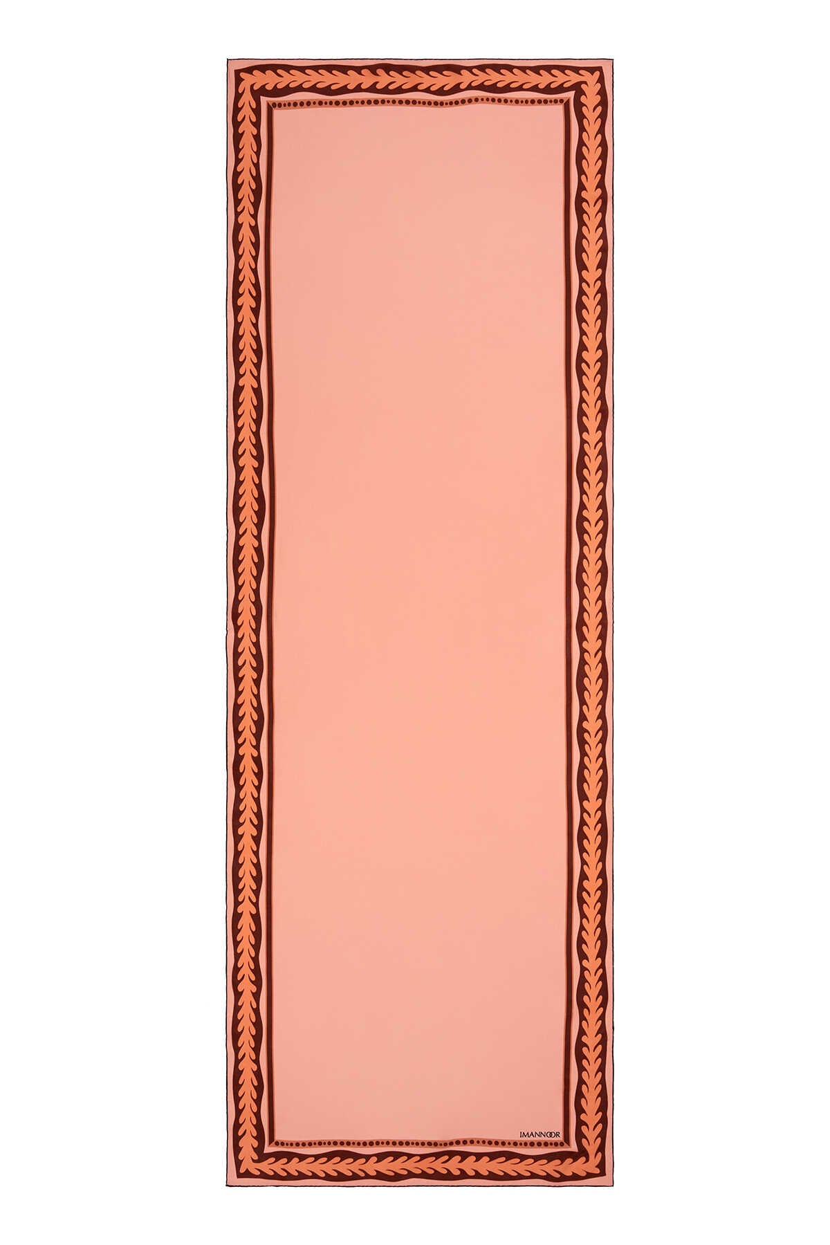 Benekli Lale Mercan Krep İpek Şal 70x200