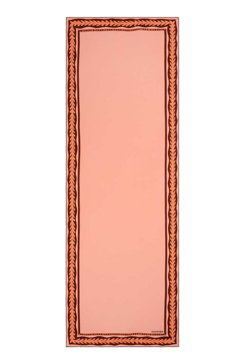 Benekli Lale Mercan Krep İpek Şal 70x200