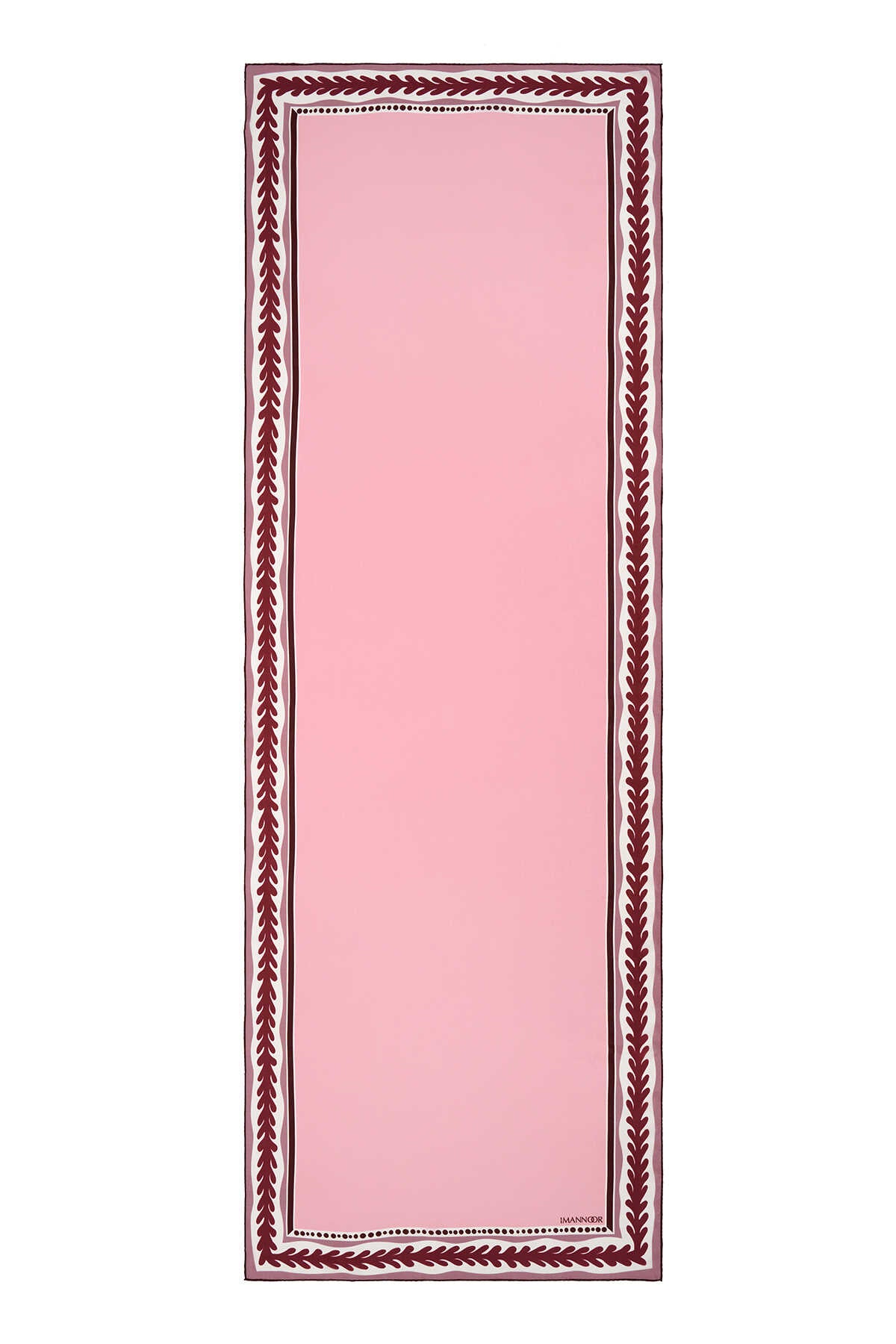 Benekli Lale Pembe Krep İpek Şal 70x200
