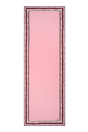 Benekli Lale Pembe Krep İpek Şal 70x200