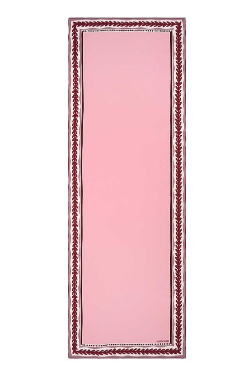 Benekli Lale Pembe Krep İpek Şal 70x200
