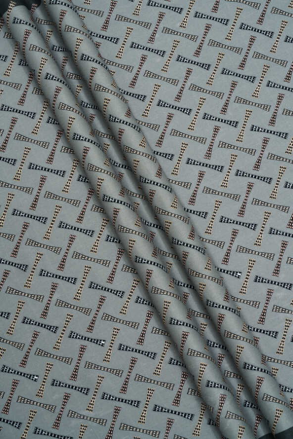 Benekli Logo Gri Floş Viskon Şal 70x210