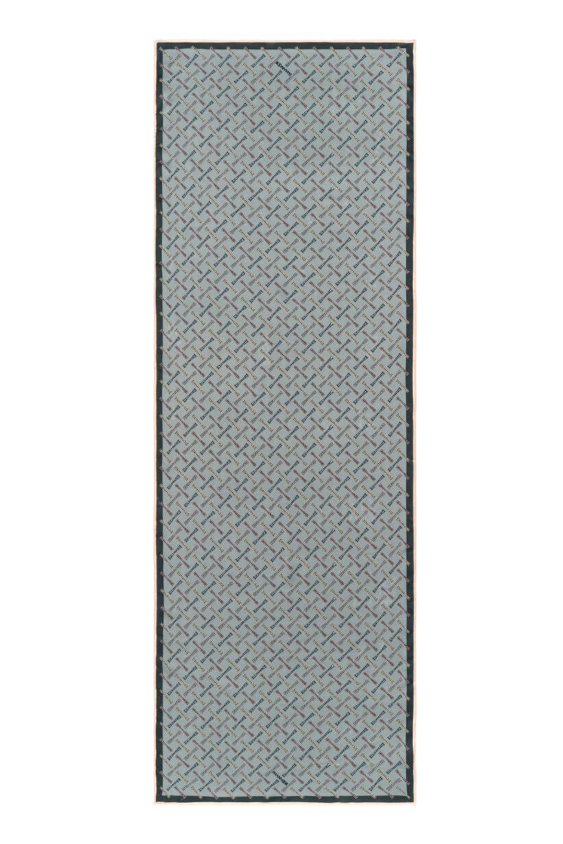 Benekli Logo Gri Floş Viskon Şal 70x210
