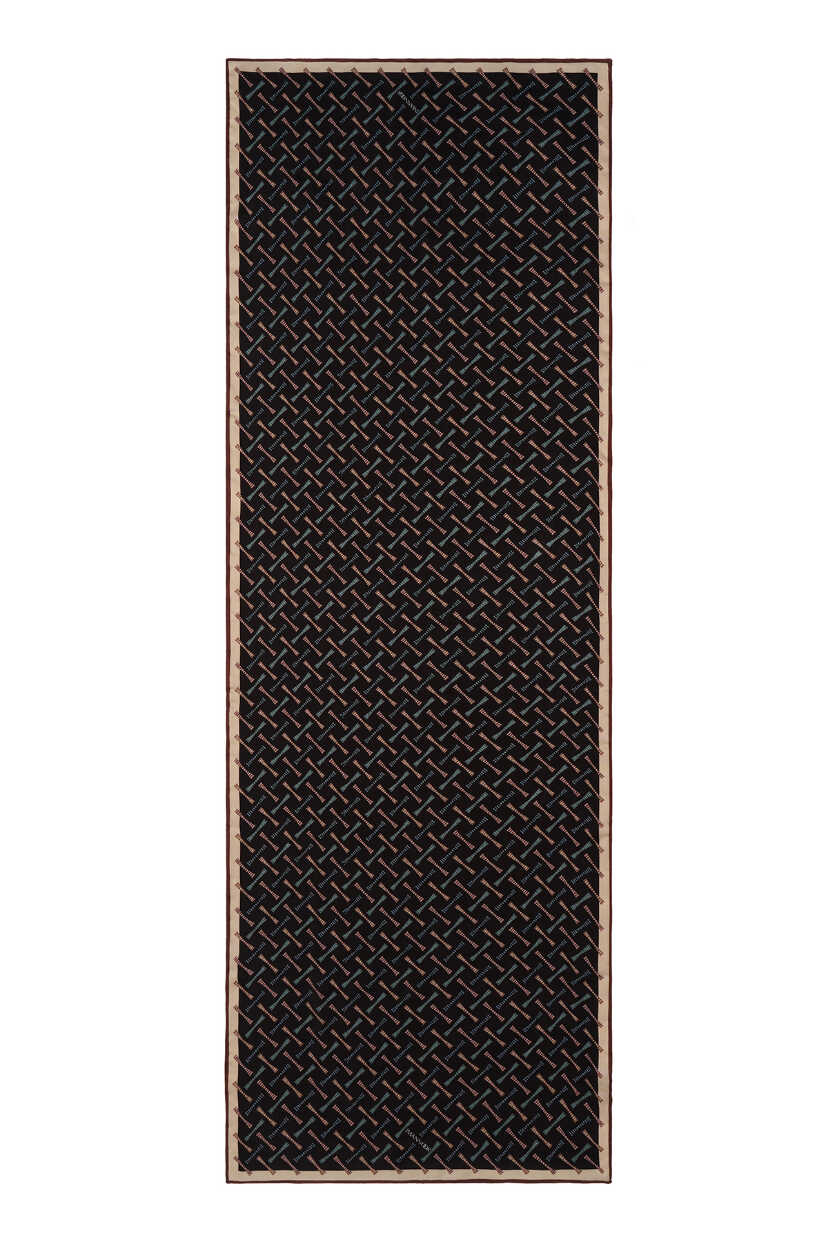 Benekli Logo Kahverengi Floş Viskon Şal 70x210