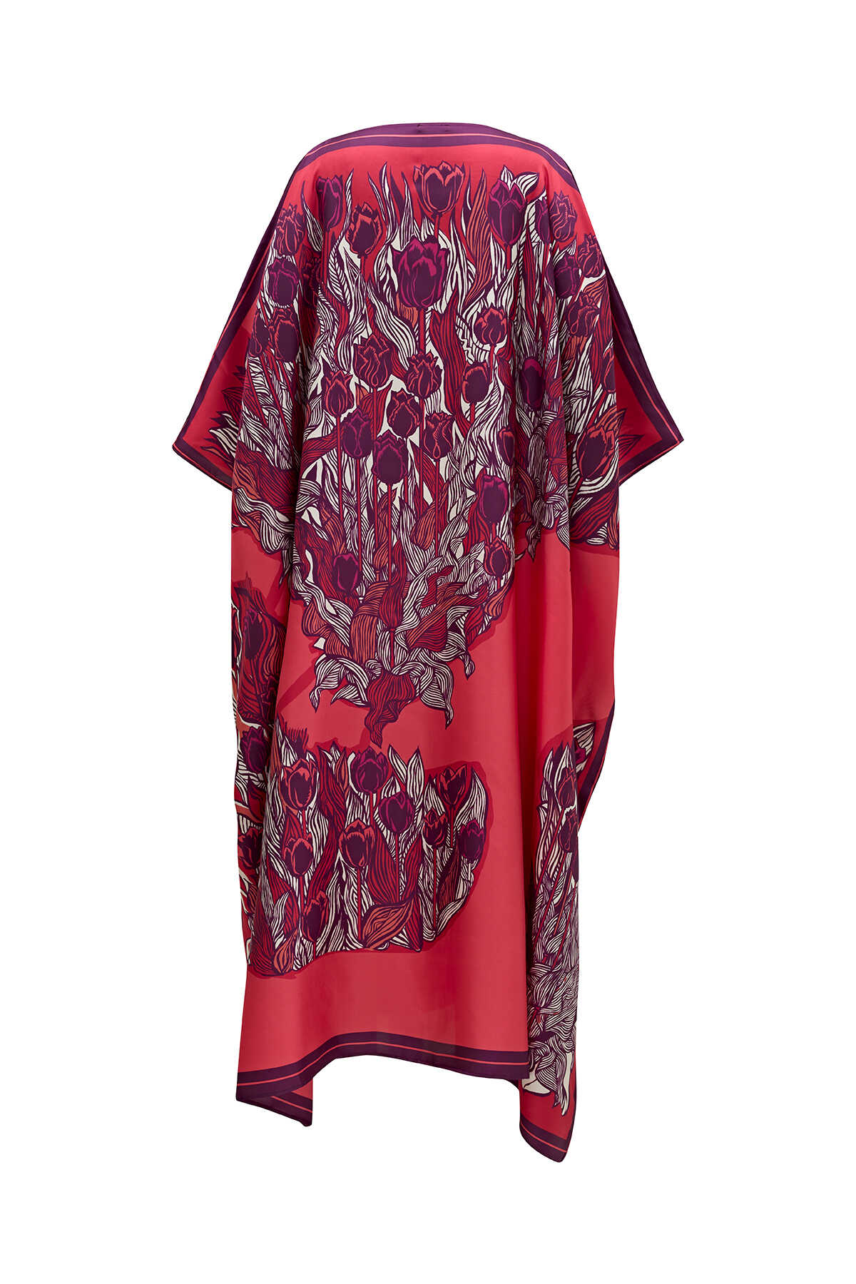 Boğazın Laleleri Fuşya Uzun İpek Kaftan