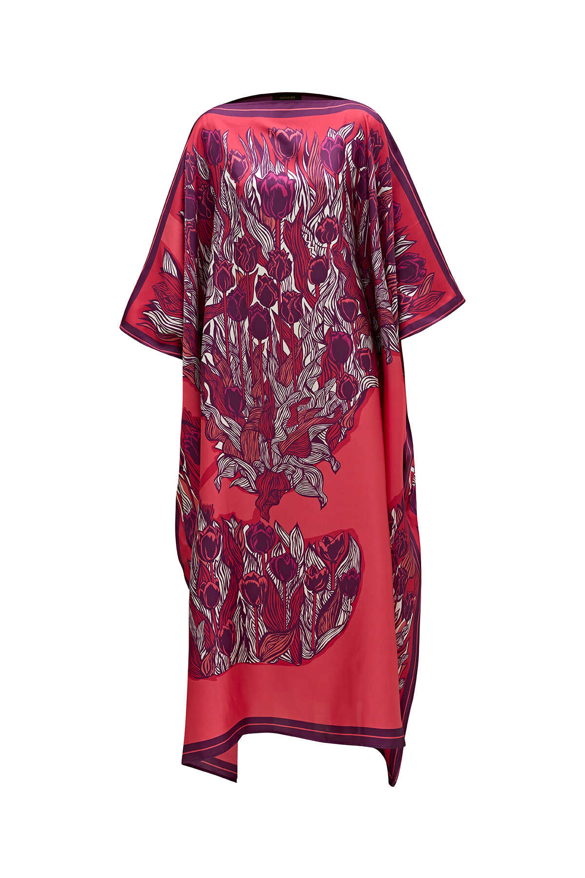 Boğazın Laleleri Fuşya Uzun İpek Kaftan