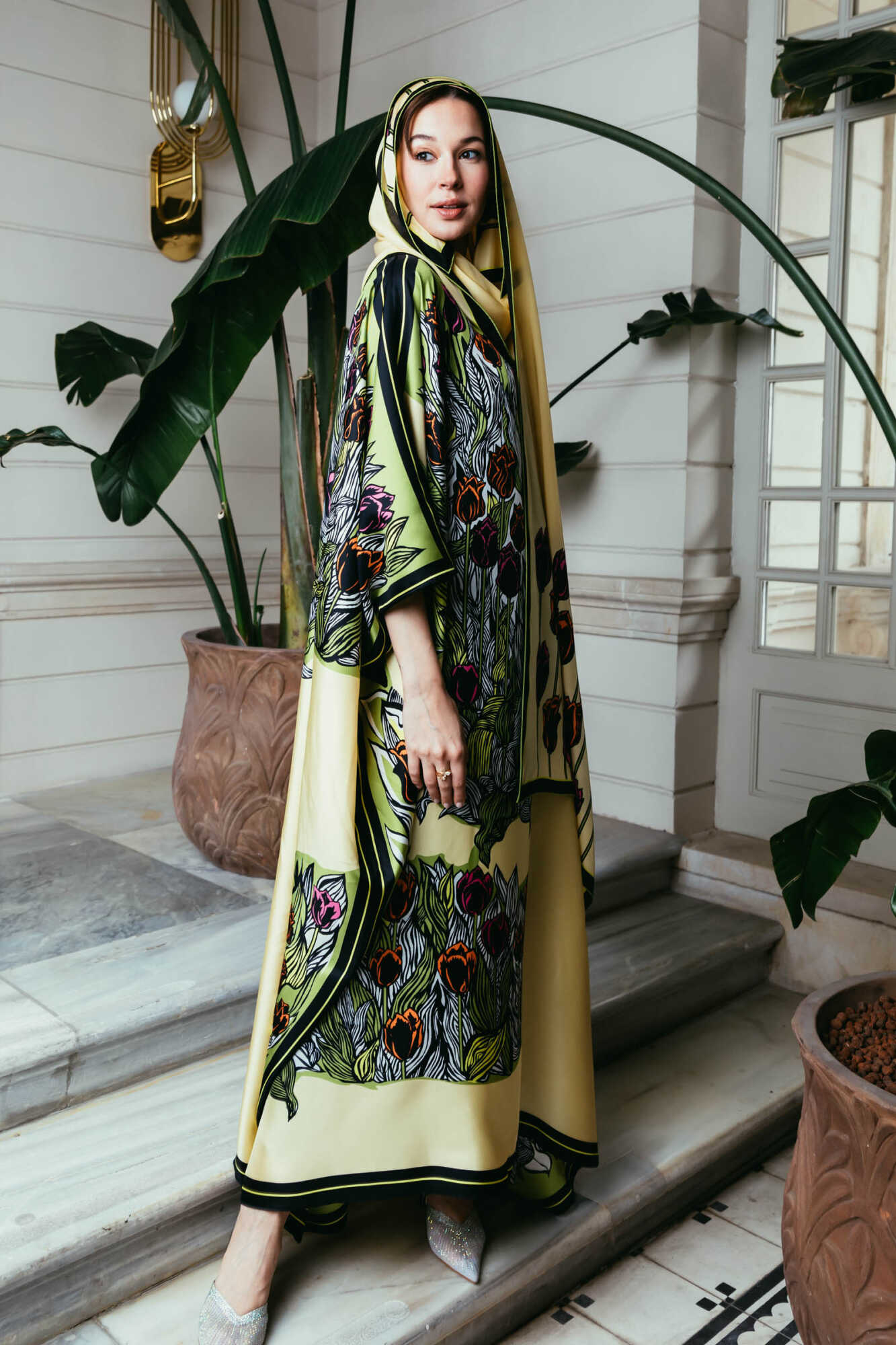 Boğazın Laleleri Sarı Uzun İpek Kaftan