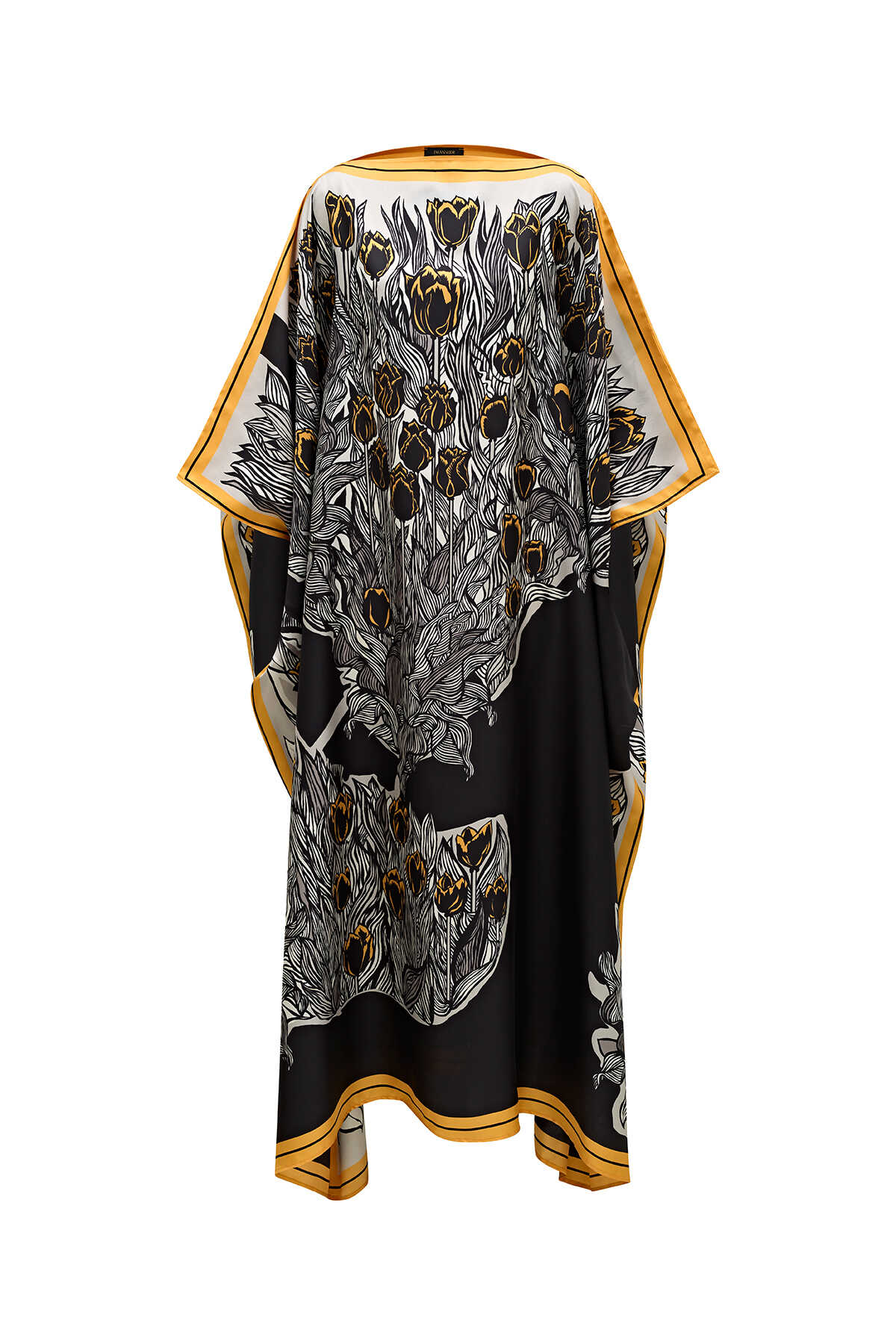 Boğazın Laleleri Siyah Uzun İpek Kaftan