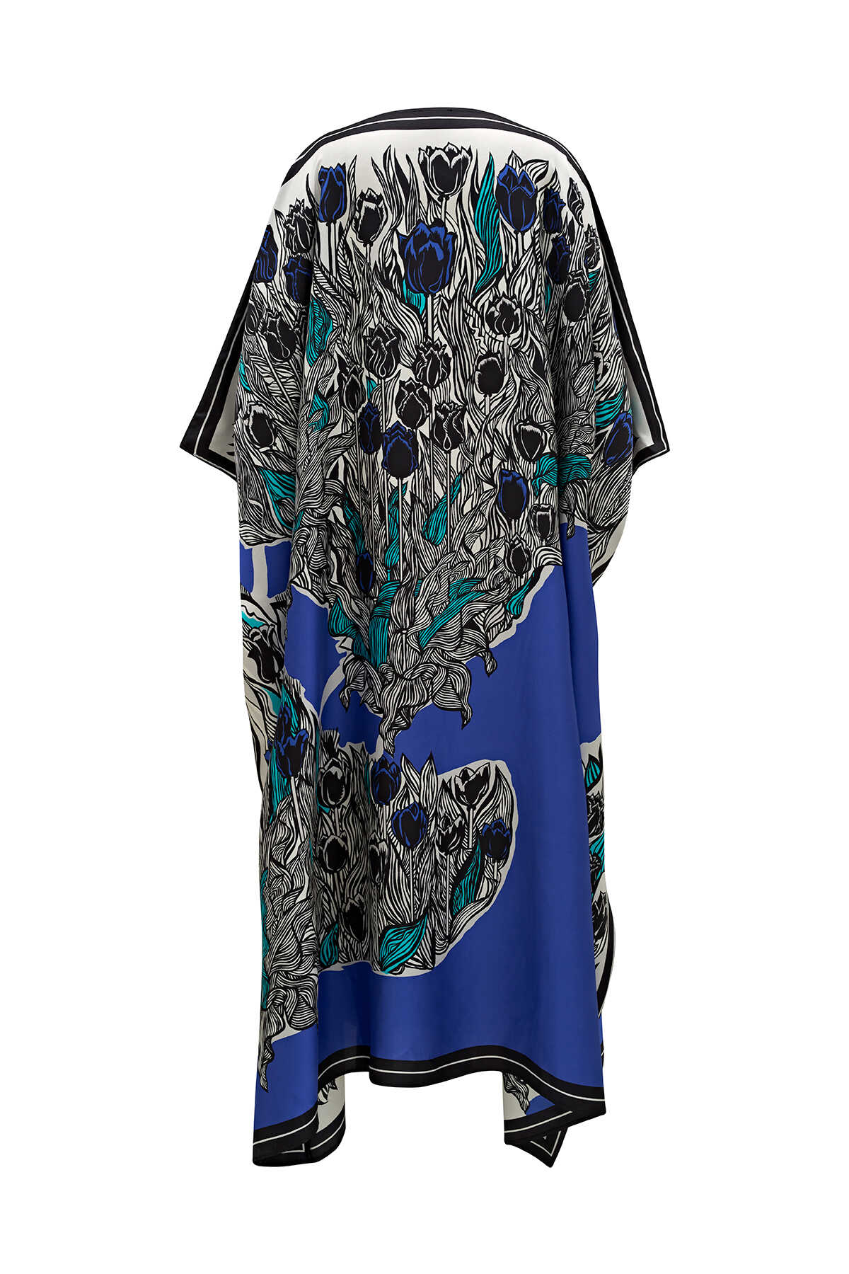Boğazın Laleleri Mavi Uzun İpek Kaftan