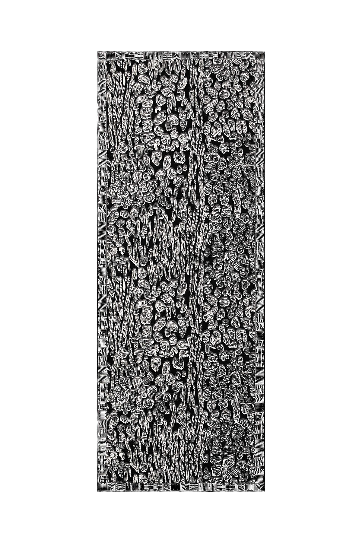 Bordür Leopar Siyah Krep İpek Şal 80x210