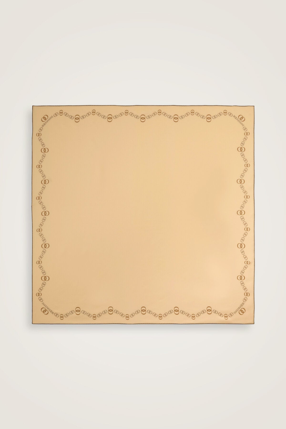 Bordür Noor Beyaz-Krem Çift Taraflı Twill İpek Eşarp 94x94
