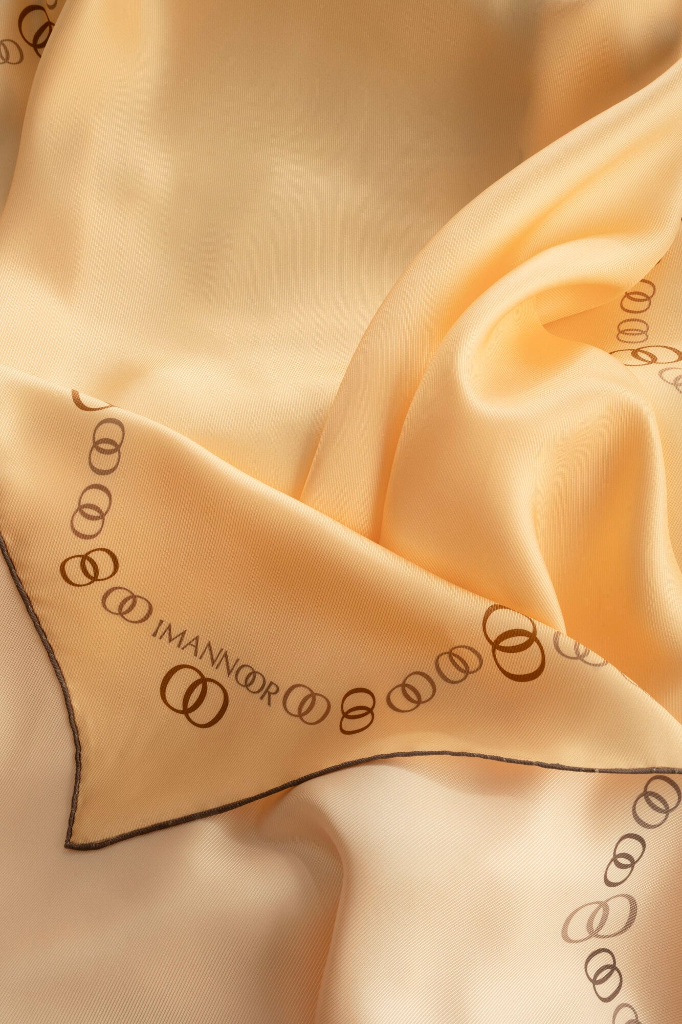Bordür Noor Beyaz-Krem Çift Taraflı Twill İpek Eşarp 94x94